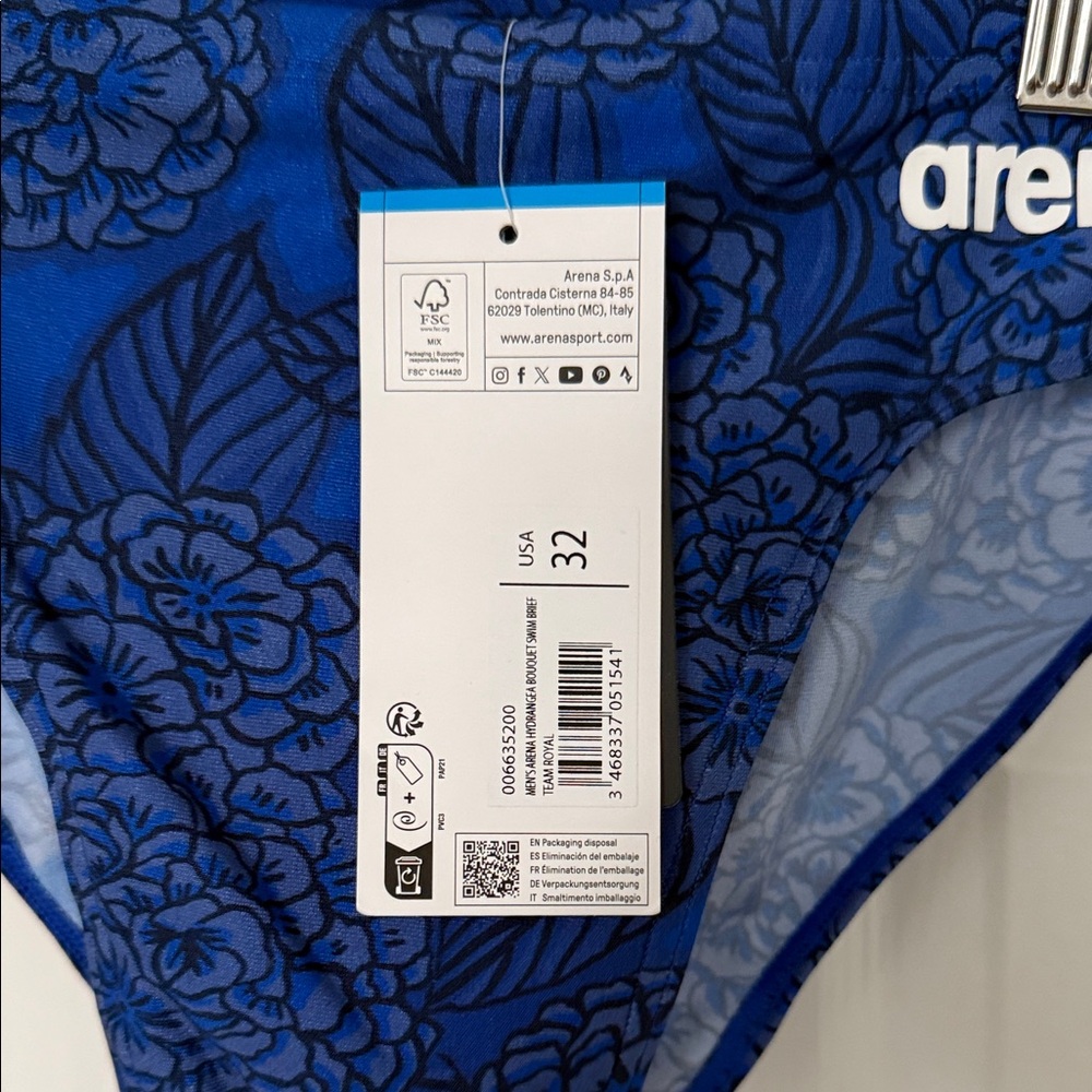 Arena Men’s Hydrangea Bouquet Swim Briefs Blue Size 32 NWT - Picture 4 of 7
